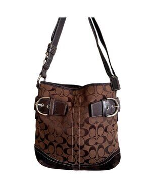 Vintage Y2k Coach Signature Soho Convertible Crossbody Small Sling Brown 3574